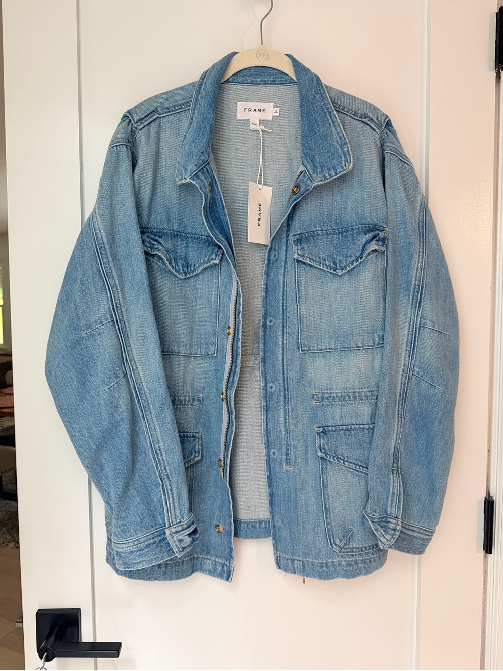 Frame Denim Faded Light Blue Utility Denim Jacket